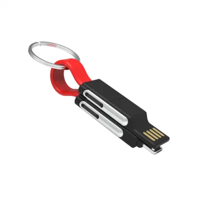 Multifuntion 3 em 1 cabo de data de chaveiro USB, cabo de data de chaveiro magnético, cabo de carregamento USB plano, cabo de carregamento de presente promocional